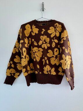 Brown Sweater Yellow Flowers